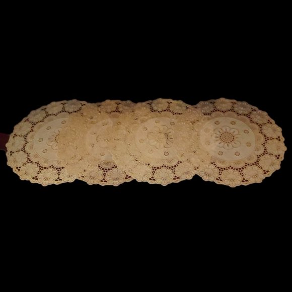 NEW Vintage Gold Metallic Vinyl Round Placemats Set of 4 - Picture 4 of 4